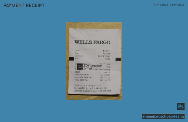 Beispiel einer Zahlungsbestätigung der Wells Fargo Company (USA)
